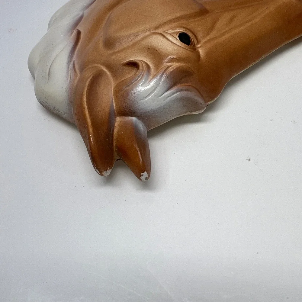 Brown Horse Head Wall Art Pair - Decorative Ceramic Sculpture